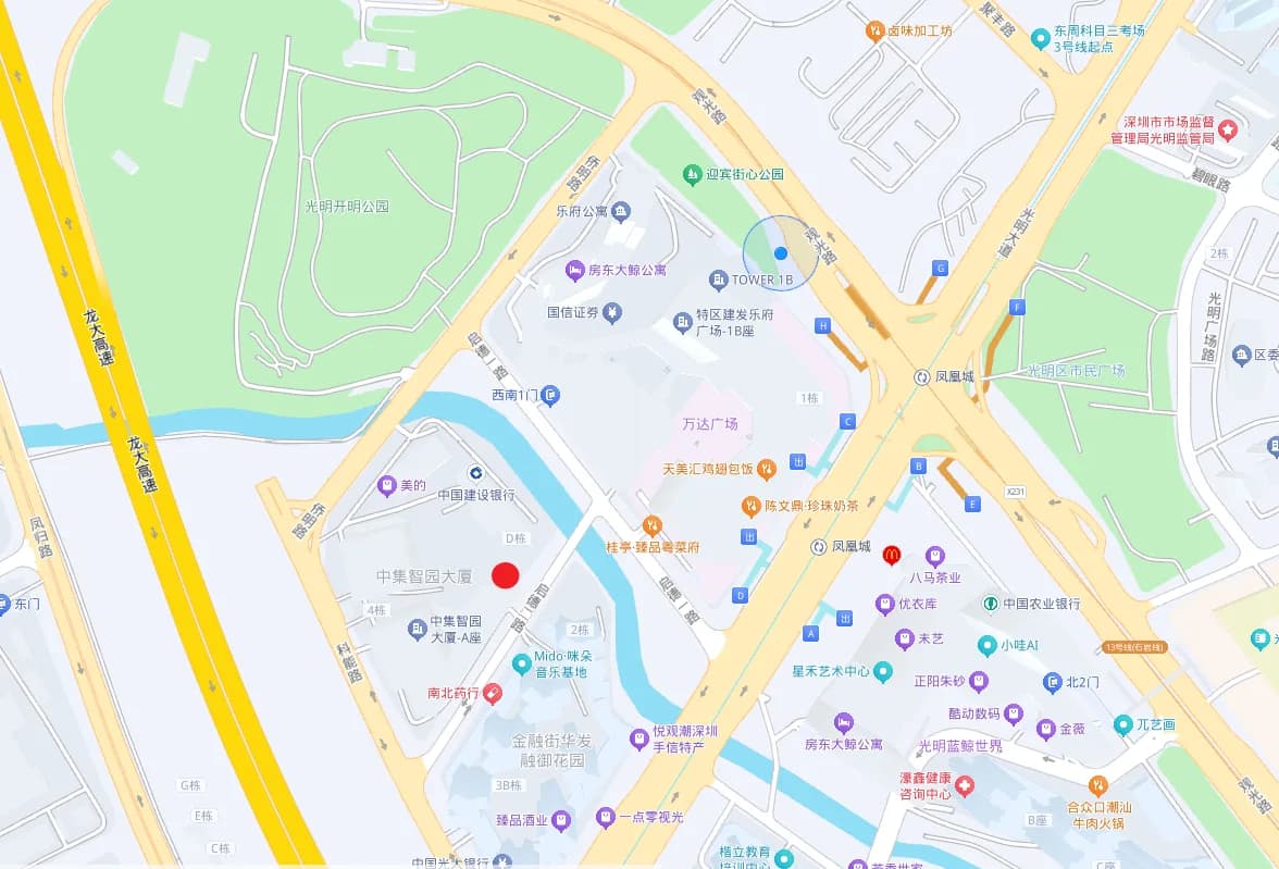 首店位置电子地图:光明区凤凰街道中集智园E座(光明万达广场旁边),地铁6号线/13号线凤凰城站